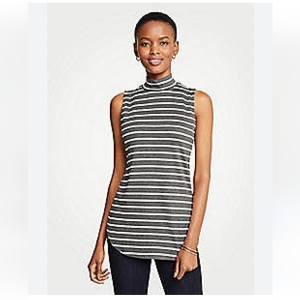 Ann Taylor Sleeveless Mock Neck Tunic Top Rayon Blend Ladies Large